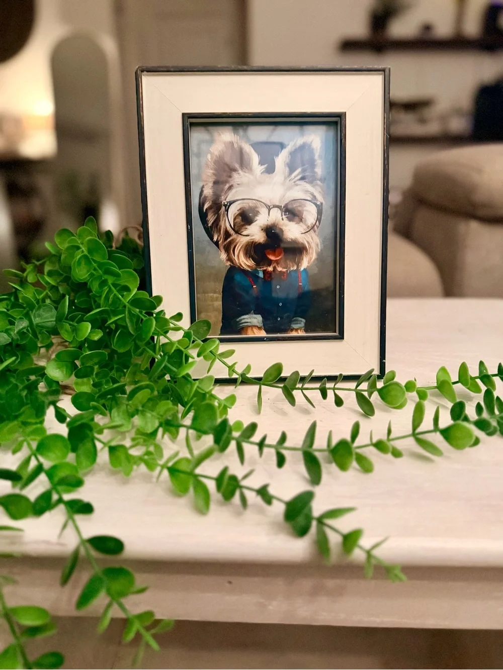 Framed Yorkie Dog Wall Art Yorkshire Terrier Decor